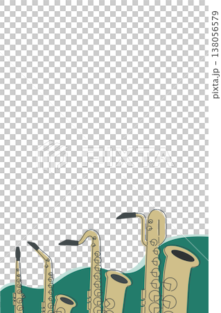 Saxophone Quartet Frame - Vertical Wave Background Material 138056579