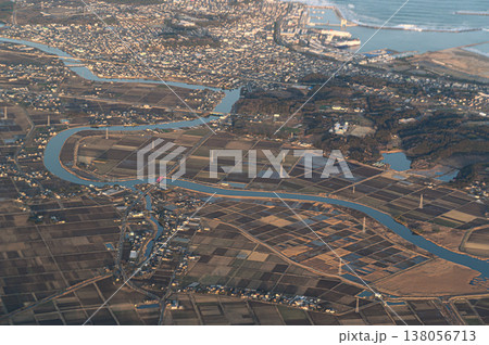 空から見る涸沼川 航空写真 空から見る涸沼川 航空写真 138056713