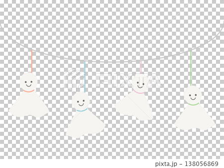 A cute scene of teru teru bozu lined up side by side during the rainy season | Teru teru bozu, rainy season, prayer for sunny weather A cute scene of teru teru bozu lined up side by side during the rainy season | Teru teru bozu, rainy season, prayer for sunny weather 138056869