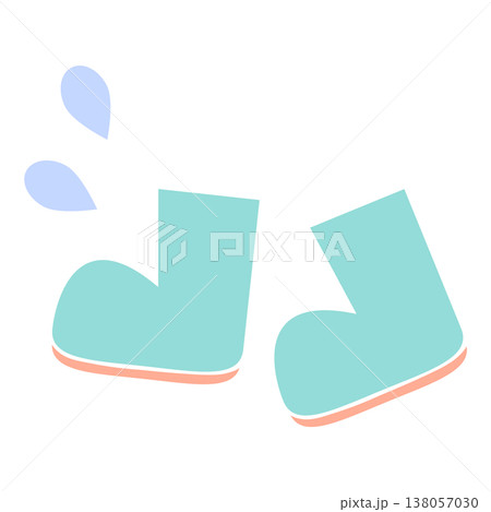 シンプルな長靴の梅雨イラスト｜長靴 レインブーツ 雨具 梅雨 138057030