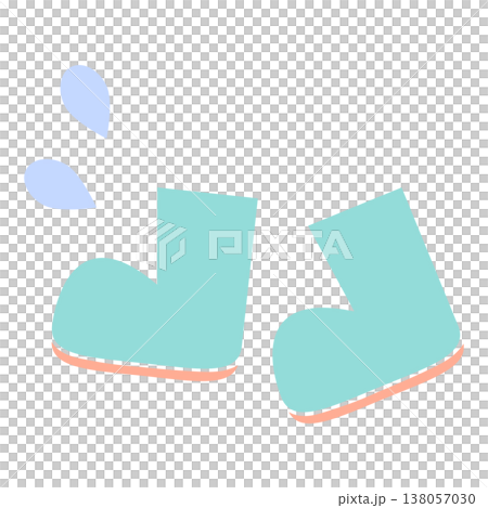シンプルな長靴の梅雨イラスト｜長靴 レインブーツ 雨具 梅雨 138057030