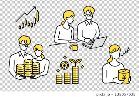 Illustration set for couples managing their assets 138057039