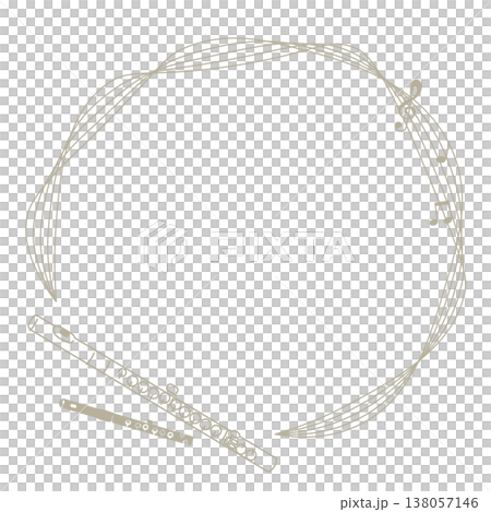 Circular frame with musical notes and instruments - Simple music design material (flute) Circular frame with musical notes and instruments - Simple music design material (flute) 138057146