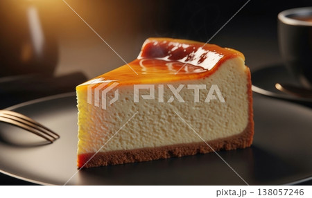 シズル感あふれる焼きたてチーズケーキの高解像度スタジオ撮影　EC広告・スイーツイメージ 138057246
