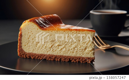 シズル感あふれる焼きたてチーズケーキの高解像度スタジオ撮影　EC広告・スイーツイメージ 138057247