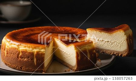 シズル感あふれる焼きたてチーズケーキの高解像度スタジオ撮影 EC広告・スイーツイメージ シズル感あふれる焼きたてチーズケーキの高解像度スタジオ撮影 EC広告・スイーツイメージ 138057263