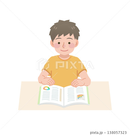 教科書を読む男の子のイラスト 138057323