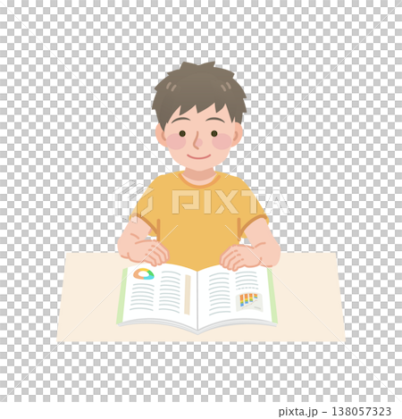 教科書を読む男の子のイラスト 138057323