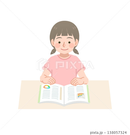 教科書を読む女の子のイラスト 138057324