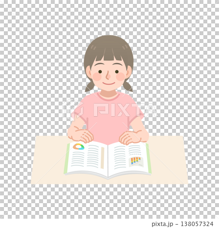 教科書を読む女の子のイラスト 138057324