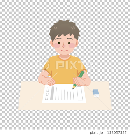 Illustration of a boy solving a problem 138057325