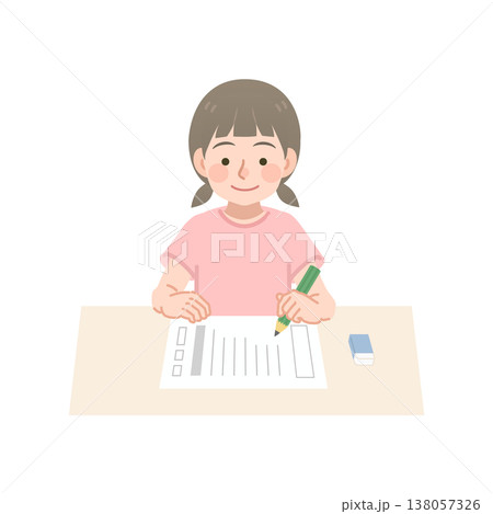 問題を解く女の子のイラスト 138057326