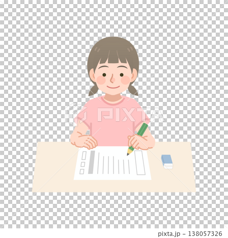 問題を解く女の子のイラスト 138057326