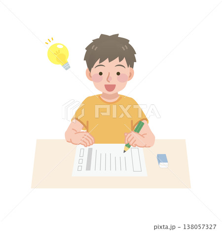 問題が解けた男の子のイラスト 138057327