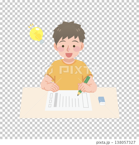 問題が解けた男の子のイラスト 138057327