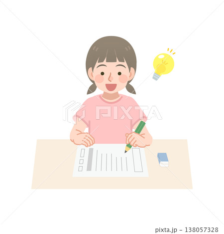 問題が解けた女の子のイラスト 138057328