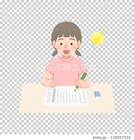 問題が解けた女の子のイラスト 138057328