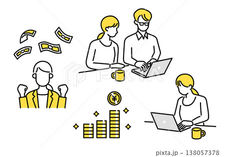 お金と人物のイメージイラスト お金と人物のイメージイラスト 138057378
