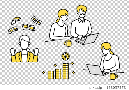 お金と人物のイメージイラスト お金と人物のイメージイラスト 138057378