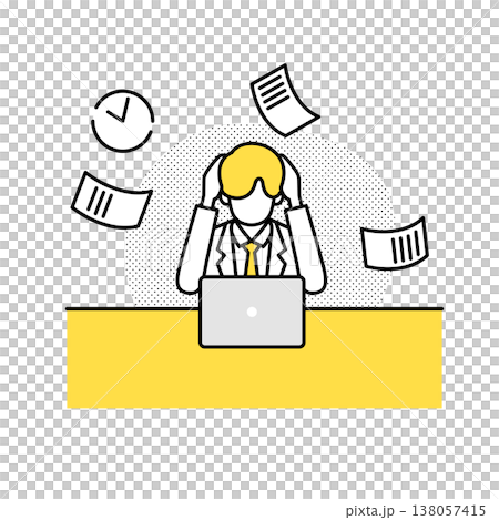 残業するビジネスマンのイラスト 138057415