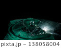 水面にはじけるしずくと波紋【エメラルドグリーン】 138058004