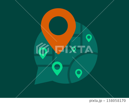 Multi store locator map, business chain geolocation network, franchise outlet location pins, local branch presence visualization, modern flat design, vector illustration 138058170