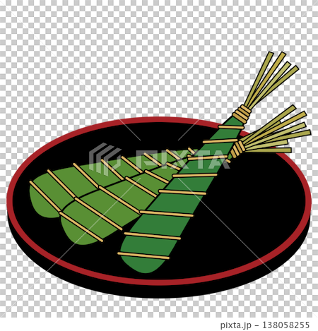 端午の節句 子どもの日のお盆に乗ったちまきイラスト 138058255