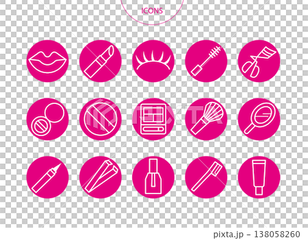 コスメ 化粧品　アイコン ピクトグラム　ベクター イラスト　セット 138058260
