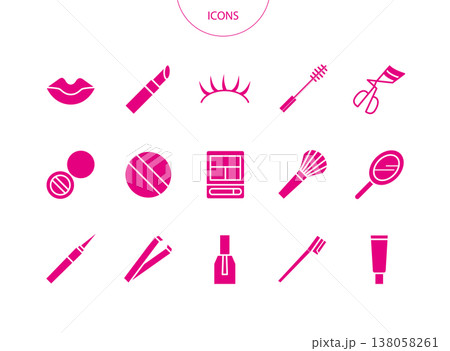 コスメ 化粧品 アイコン ピクトグラム ベクター イラスト セット コスメ 化粧品 アイコン ピクトグラム ベクター イラスト セット 138058261