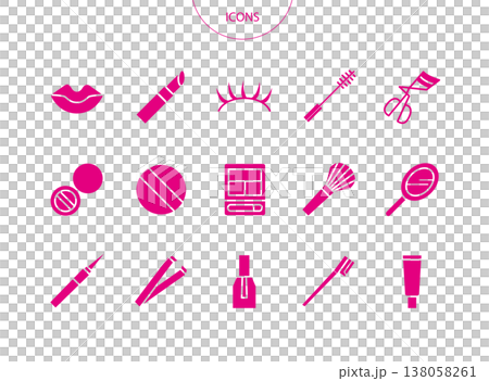 コスメ 化粧品 アイコン ピクトグラム ベクター イラスト セット コスメ 化粧品 アイコン ピクトグラム ベクター イラスト セット 138058261