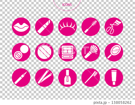 コスメ 化粧品　アイコン ピクトグラム　ベクター イラスト　セット 138058262