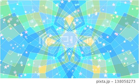 カラフルな星と柔らかな青色の幾何学模様 138058273