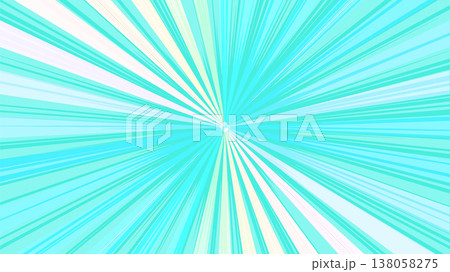 鮮やかなシアン色の放射状スピード線背景画像 138058275