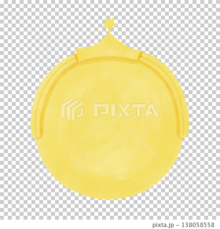 Gold medal icon with copy space, watercolor style. Gold medal icon with copy space, watercolor style. 138058558