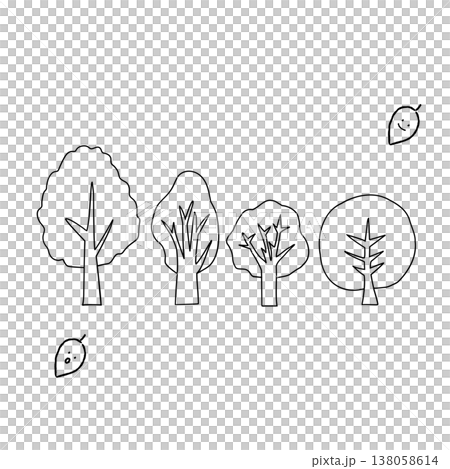 シンプルな手描きの線画の木のイラスト シンプルな手描きの線画の木のイラスト 138058614