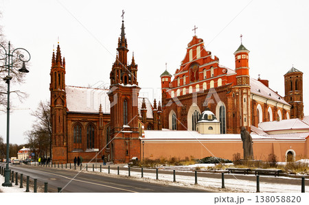 Vilnius. View of roman catholic church of St. Anne and Church of St. Francis and St. Bernard In Old Town in winter day 138058820