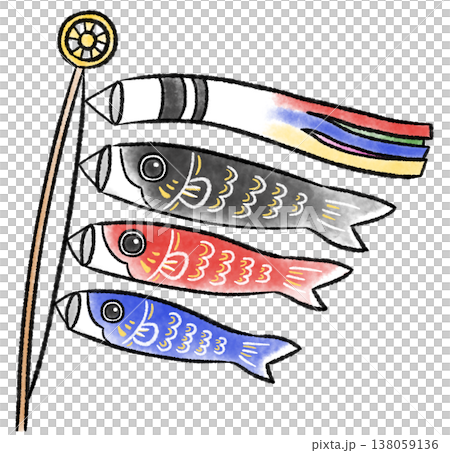 Watercolor-style illustration of swimming carp streamers Watercolor-style illustration of swimming carp streamers 138059136