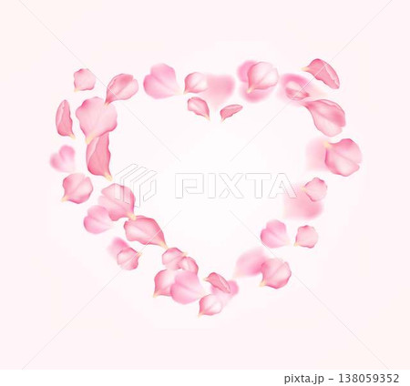 Pink Rose Petals Forming Heart Shape Pink Rose Petals Forming Heart Shape 138059352