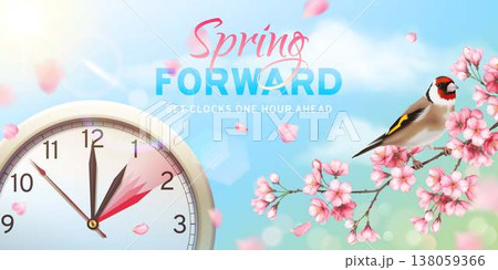 Spring Forward Time Change Illustration Spring Forward Time Change Illustration 138059366
