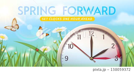 Daylight Saving Reminder with Clocks and Butterflies Daylight Saving Reminder with Clocks and Butterflies 138059372
