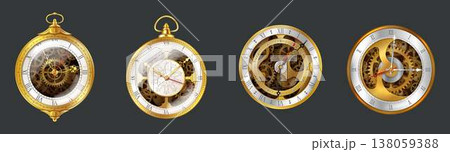 Steampunk Pocket Watches with Exposed Gears 138059388