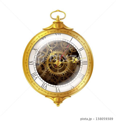 Vintage Gold Pocket Watch with Visible Gears Vintage Gold Pocket Watch with Visible Gears 138059389