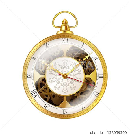 Elegant Antique Pocket Watch with Exposed Gears 138059390