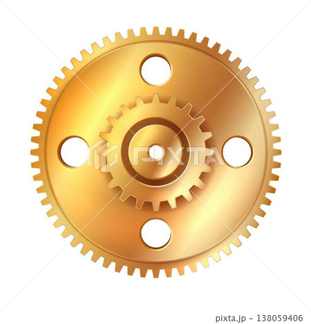 Golden Gear Illustration on White Background Golden Gear Illustration on White Background 138059406