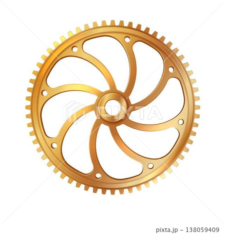 Golden Gear Wheel on White Background 138059409