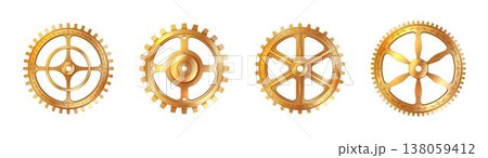 Set of Four Golden Steampunk Gears 138059412