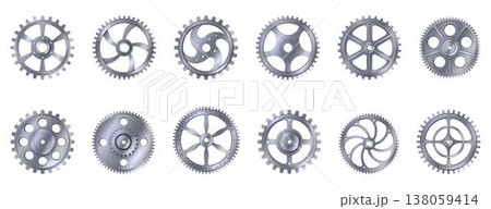 Set of Various Mechanical Gears Set of Various Mechanical Gears 138059414