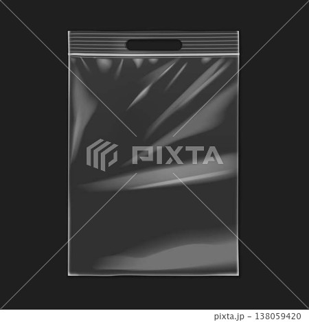 Transparent Plastic Bag on Dark Background Transparent Plastic Bag on Dark Background 138059420