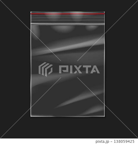 Transparent Plastic Bag on Dark Background 138059425