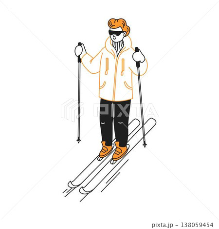 Stylized Illustration of a Skier in Action Stylized Illustration of a Skier in Action 138059454